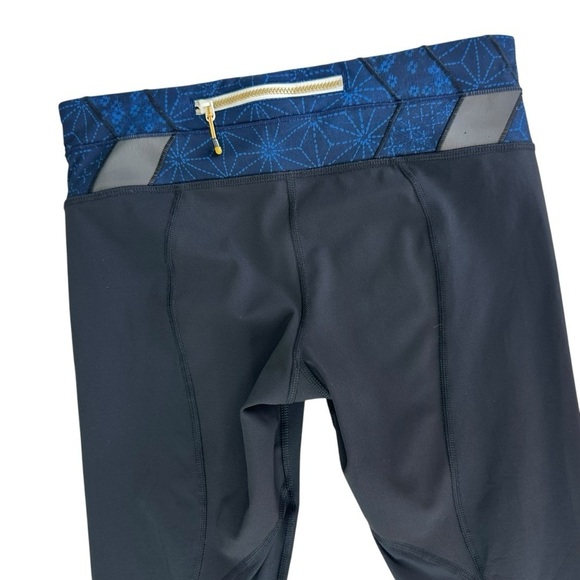 Lululemon Run Inspire Crop II tights black blue gray leggings 6 yoga pants - Picture 6 of 11